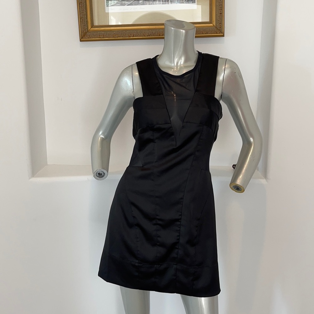 ALLSAINTS Sleeveless Black Mini Dress Mesh Cut Out Detail Size 6